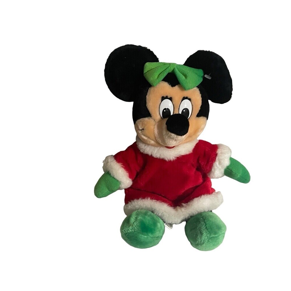 Vintage Disney World Parks Minnie Mouse Christmas Outfit Plush Stuffed Animal